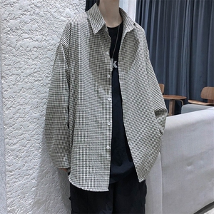 早秋新款千鸟格长袖衬衫宽松青年衣服男 A071-C09-P38图片