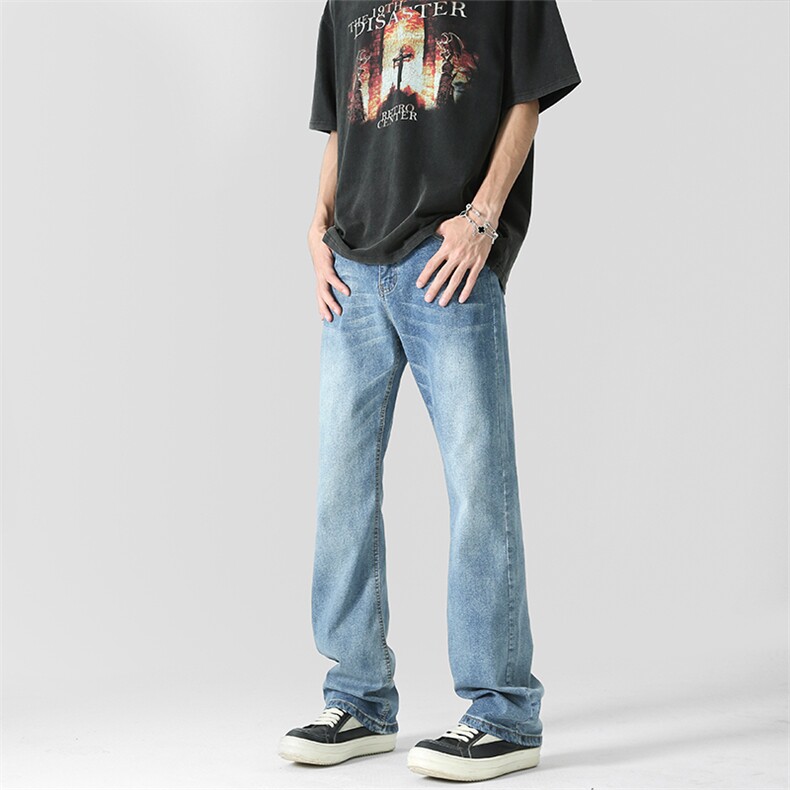 611-DW991-P60-X78浅蓝色弹力微喇牛仔裤（，全码现货），男装牛仔裤，星座611