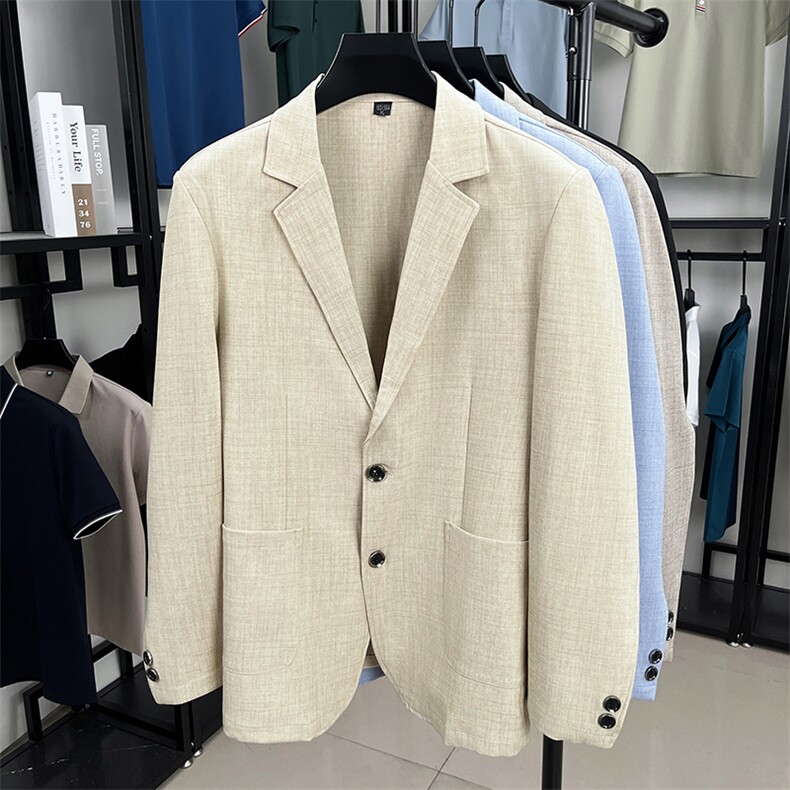 LIUYI3373男式秋季新款长袖简约亚麻西服休闲商务便服西装单西,男装西服,电商B360
