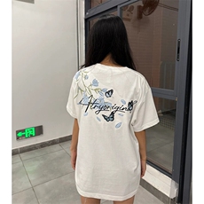 万针全刺绣解构设计260克重磅双纱纯棉高品质美式高街短袖T恤特35，男装T恤，电商A486-1