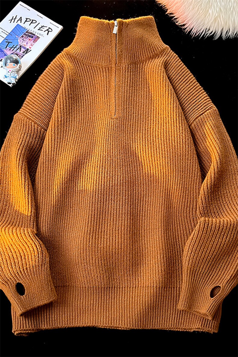 8XL-M立领半拉链毛衣男大码慵懒风宽松日系针织衫外套MY19002P78,男装针织衫/毛衣,电商B312