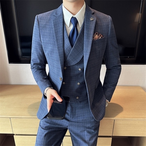 主推男士英伦风西装单排扣三件套尖领商务西服KTZ1834-P330图片