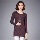 时尚百搭宽松显瘦长款针织衫女秋冬季新款圆领毛衣外套打底衫，女装针织衫/毛衣，安之芮娜