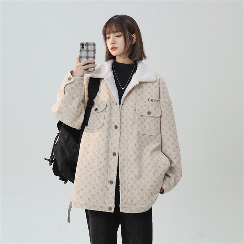 羊羔绒外套男女同款冬季加绒加厚棉服美式高街棉袄A170-M882TP100,男装棉衣,电商A170