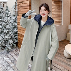 现货买家秀已更长款派克服连帽拼色90羽绒服2C282-991P305K438，女装羽绒服，2C282