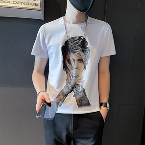 T710-P40夏季新款T恤男短袖人物数码印花圆领短袖上衣控60图片