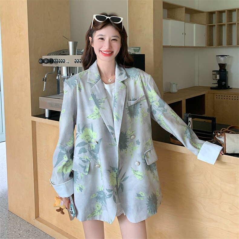 中长款阔形印花西装外套女2C317A-8525-P165-K238,女装西装,2C317A