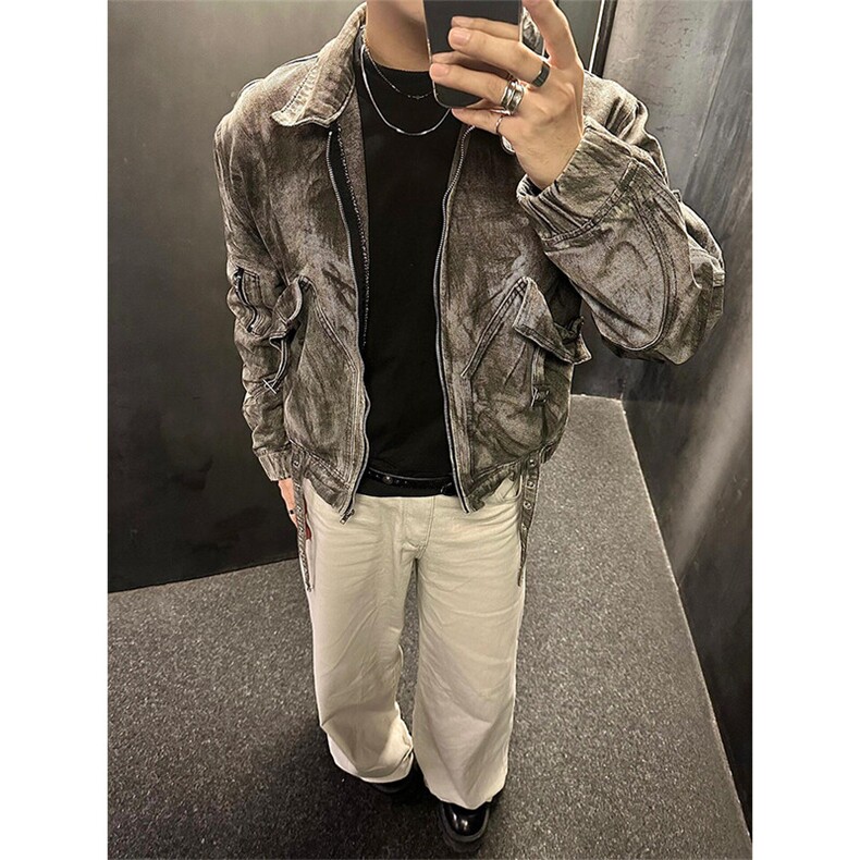 [有货]美式复古牛仔外套痞帅翻领工装夹克JK8957特P87,男装工装外套,星座908-1