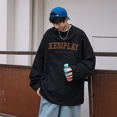 HQT1256-TP20-cityboy秋季新港风宽松学生字母印花日系长袖T恤男，男装T恤，电商A102-1