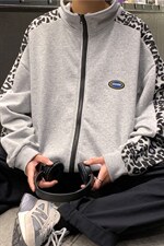港风时尚休闲豹纹拼接外套2024秋装新款夹克男A161-JK8950-P40，男装夹克，电商A161-2