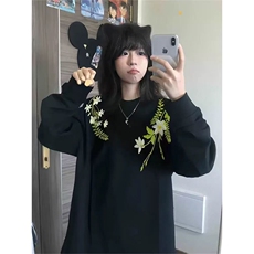 网图有货春季刺绣花卉圆领卫衣男女宽松情侣长袖上衣A1335-P30，男装卫衣，星座1505