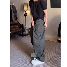 美式复古速干伞兵工装裤男秋季弯刀阔腿裤宽松直筒休闲裤，男装工装外套，四季星座505