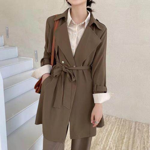 秋季风衣外套，女装风衣，吉之红