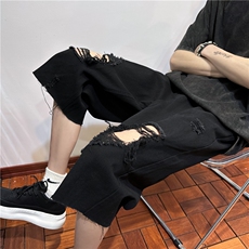 D2051-p45-控68现货风宽松cleanfit牛仔裤七分裤黑暗，男装牛仔裤，星座116