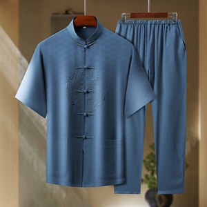 BETZ2202钱塘2020-2风唐装中老年男装中老年套装P110，男装中老年男装，钱塘207-2