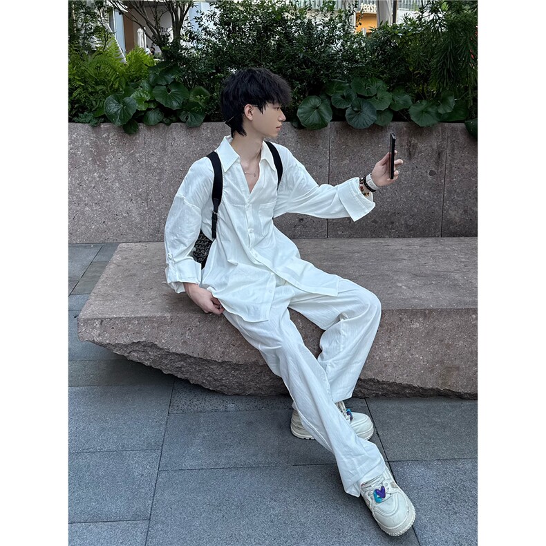 C316CS2522P58K2523P58夏秋新款长袖衬衫棉麻白色黑色裤子,男装衬衫,电商C316