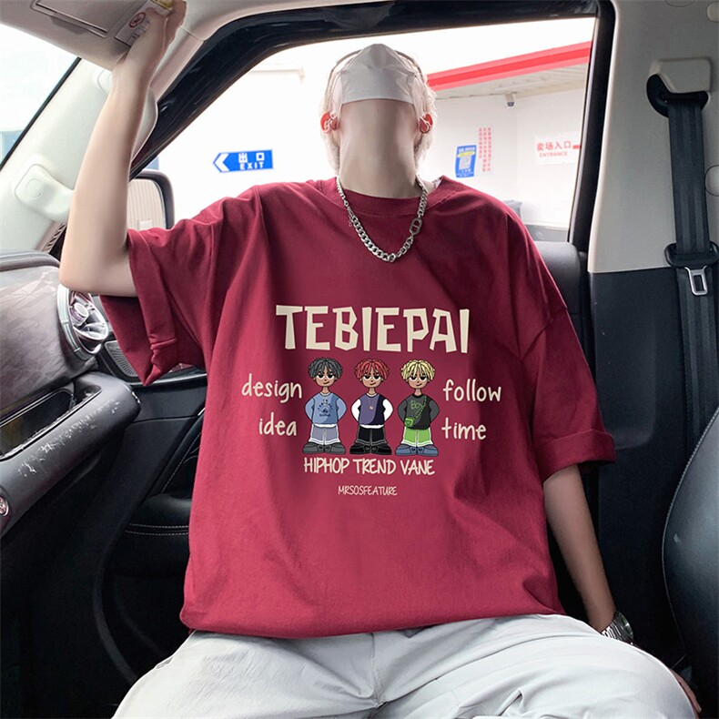 T789P26夏季新品港风高街美式短袖T恤宽松ins重磅纯棉体恤,男装T恤,星座304A