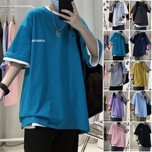 原507-1 T06圆领大码字母印花港风短袖棉T恤半袖宽松男女多色TEE图片