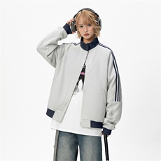 抖音得物高品质26春装美式高街重磅结构拼接织带立领卫衣外套CM42，女装短外套，电商A486-1