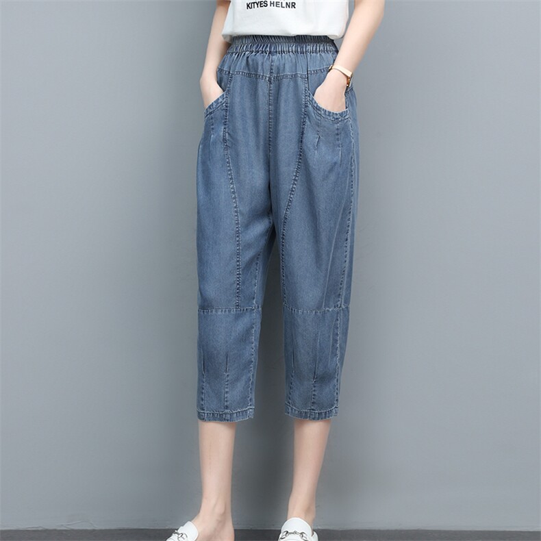 2023夏季新款简约时尚舒适休闲牛仔七分裤，女装牛仔裤，独衣靓