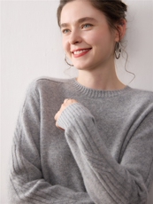 2025新款秋冬100%纯山羊绒衫女圆领针织衫宽松百搭毛衣套头加厚，女装针织衫/毛衣，暖绒情旗舰店