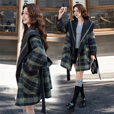 毛呢外套女装2025秋天衣服格子双面羊毛呢正反两穿百搭羊毛大衣，女装双面呢大衣，丝露依尚（原SL）
