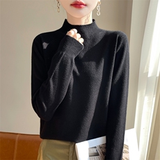 配大衣超好看秋冬高领毛衣女宽松内搭打底衫大码纯色针织衫，女装针织衫/毛衣，源达羊绒