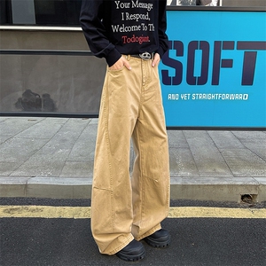 8XL-M 工装裤男秋季日系男直筒宽松阔腿休闲弯刀裤子男K9177P65图片