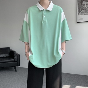 8XL-M拼接撞色短袖t恤男款夏季新款半袖POLO衫加肥加大码DT004P38图片
