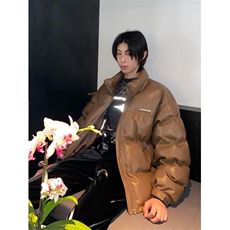 网络图现货！立领PU皮短款棉服外套高级设计感小众棉服RG138-P100，男装棉衣，星座1005-6