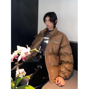 网络图现货！立领PU皮短款棉服外套高级设计感小众棉服RG138-P100图片