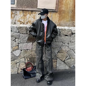 网图有货 美式连帽荔枝皮工装棉服男夹克pu皮外套棉衣 A204-P120图片