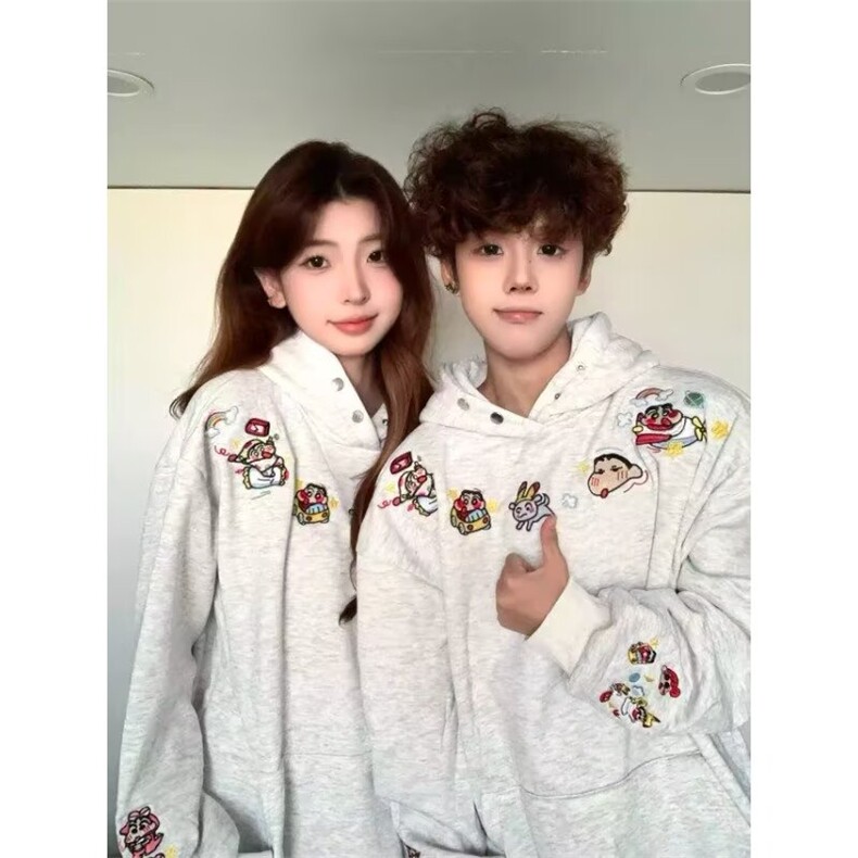 情侣美式潮牌趣味刺绣连帽卫衣男秋冬新款小众设计上衣WB593-P47图片