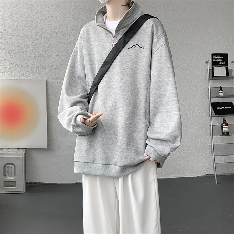 WY10146-特P47加绒特批57重磅曼巴棉半拉链刺绣大码休闲卫衣男,男装卫衣,电商A059
