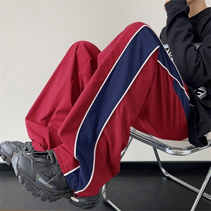 春季新款港风学生重磅复古休闲撞色户外长裤男CK05-P60控78图片