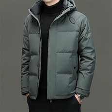 连帽羽绒服男短款2024冬季新款加厚白鸭绒中年男士休闲保暖外套，男装羽绒服，电商B212（原钱塘6029）