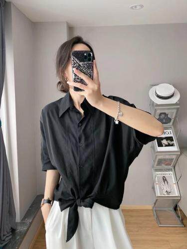 夏季潮流打结衬衣，女装，日の谷