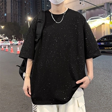 港风满天星面料冰感短袖T恤宽松百搭纯色光板圆领短袖TC3159-P20，男装T恤，星座717
