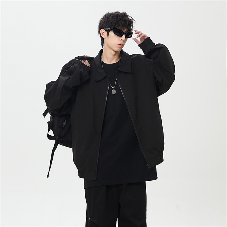 春季新款港风日系复古纯色短款翻领夹克外套XZ213-JK10-P60控98,男装夹克,星座213