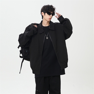 春季新款港风日系复古纯色短款翻领夹克外套 XZ213-JK10-P60控98图片