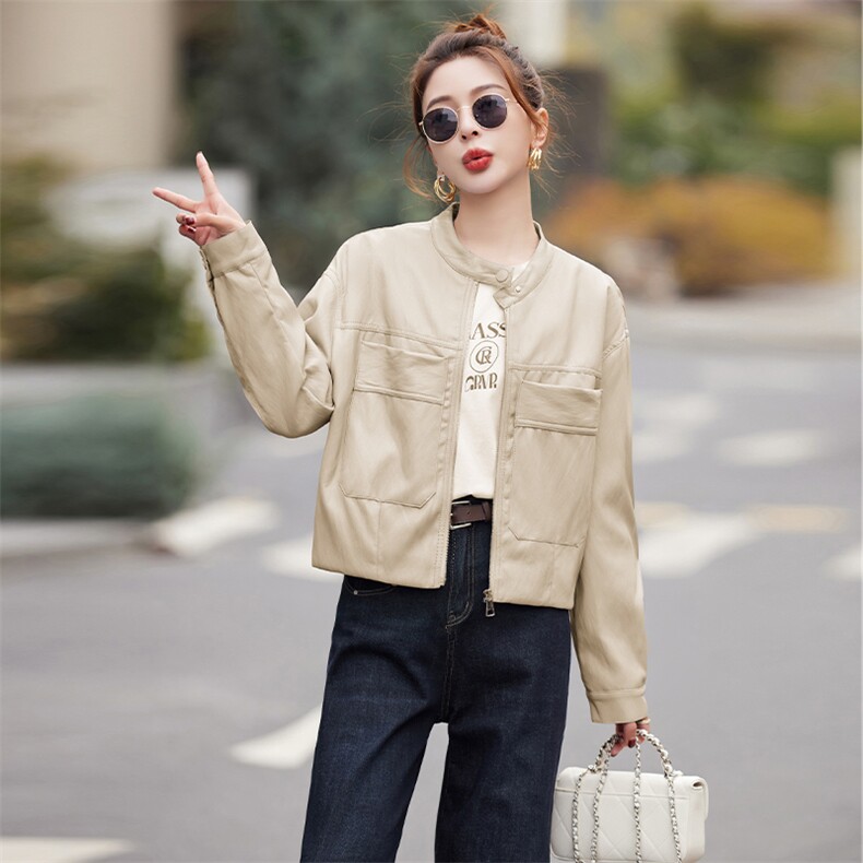 皮衣女外套短款上衣2025春秋季新款洋气显瘦小个子PU皮机车服夹克,女装皮衣,美拉德工厂直营店