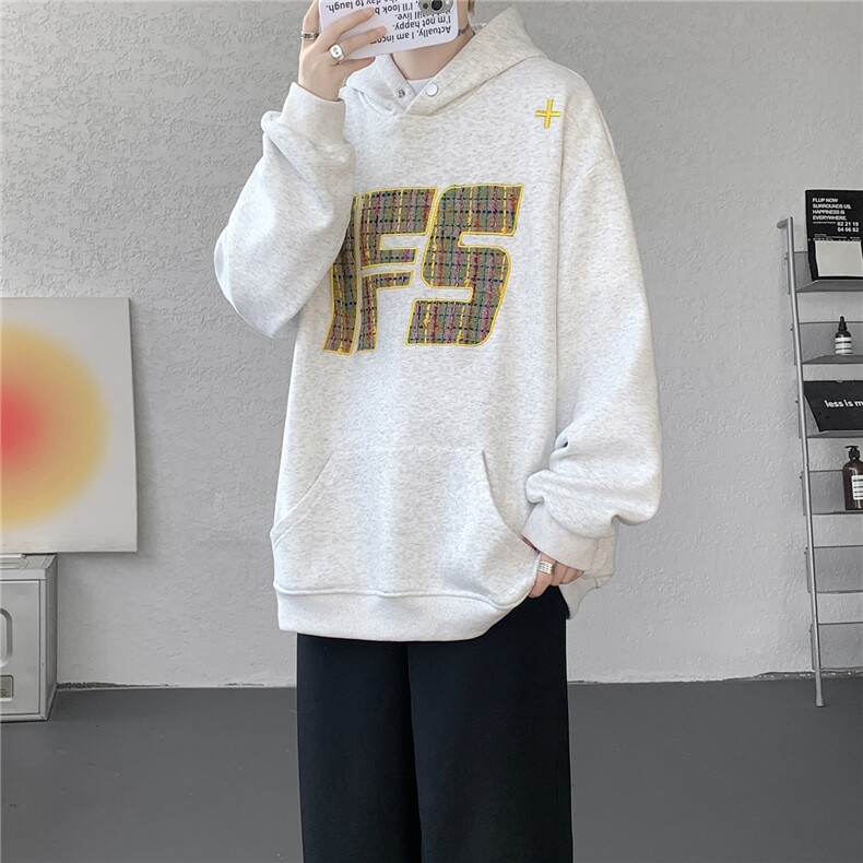 重磅贴布刺绣卫衣大码春秋连帽衫硬挺外套美式休闲上衣WY9108/P65,女装短外套,电商B238