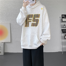 重磅贴布刺绣卫衣大码春秋连帽衫硬挺外套美式休闲上衣WY9108/P65，女装短外套，电商B238