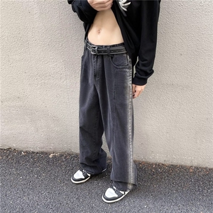 美式高街复古牛仔裤男ins潮牌宽松喇叭阔腿拖地长裤子NK828-p40