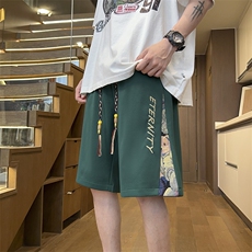 港风刺绣休闲裤高街五分裤宽松直通短裤DK127P32，男装休闲裤，星座1204-3