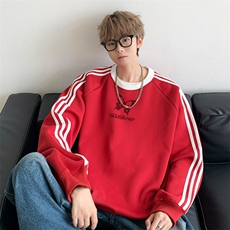 秋季内景新款休闲条纹圆领卫衣男女潮宽松上衣WY00224/P45加绒P50，男装卫衣，电商B316