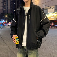大码秋冬季棒球领夹克潮酷宽松工装风男外套JK452p65，男装夹克，电商D315