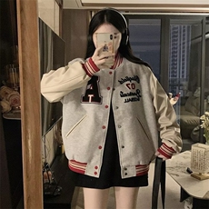 美式复古棒球服女春秋2025新款韩版宽松刺绣宽松休闲夹克JK5703，男装夹克，星座208-5