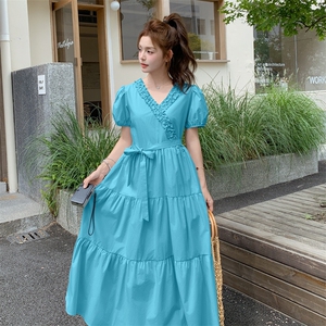 夏季新款气质设计感木耳通勤宽松纯棉连衣裙女182-8639-P125K188图片