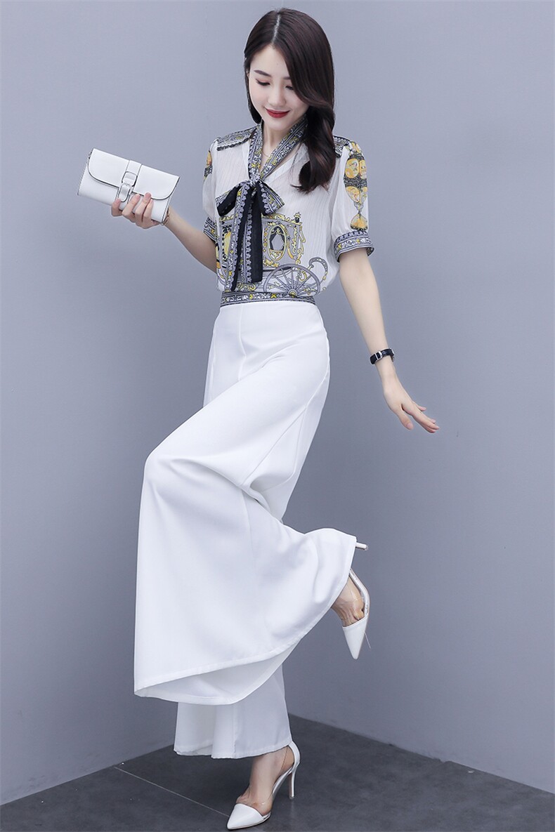 时尚新款两件套装女2021夏季数码印花套装阔腿裤,女装套装/套裙,橙子家